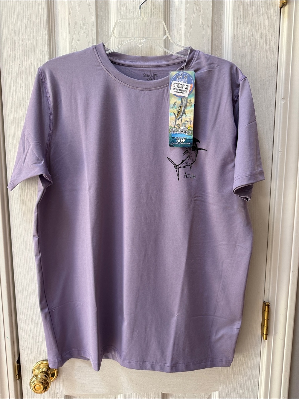 NWT Sea Life Aruba Marlin UPF 50 Performance Tee Shirt Purple Size M